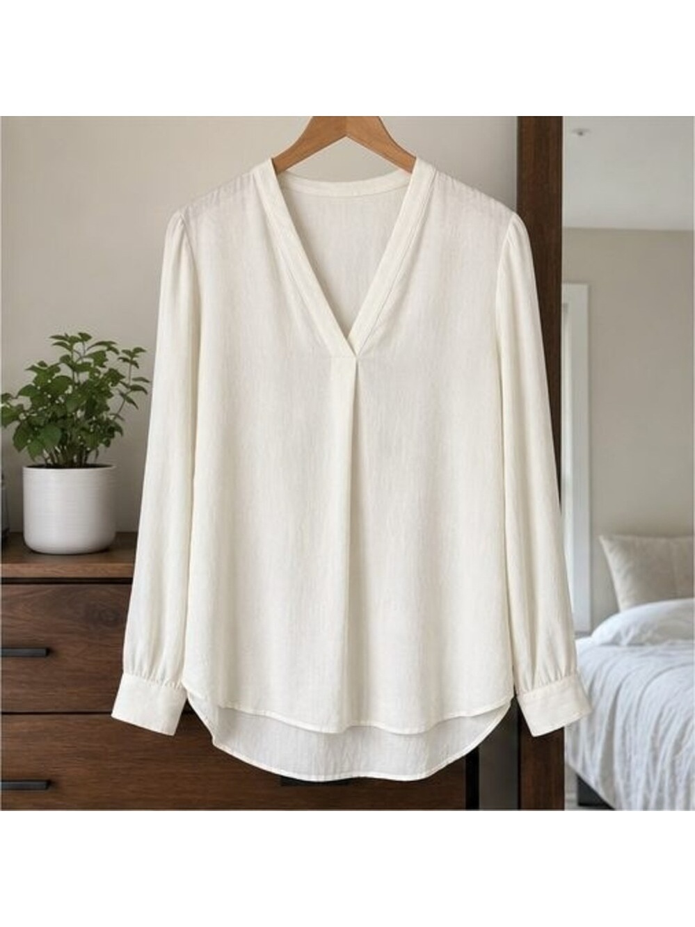 White Tie Neck Blouse